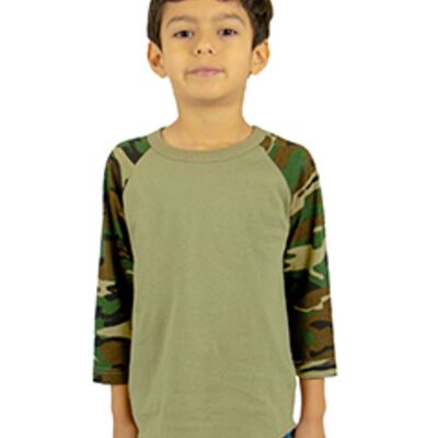 Youth Three-Quarter Sleeve Camo Raglan T-Shirt Thumbnail