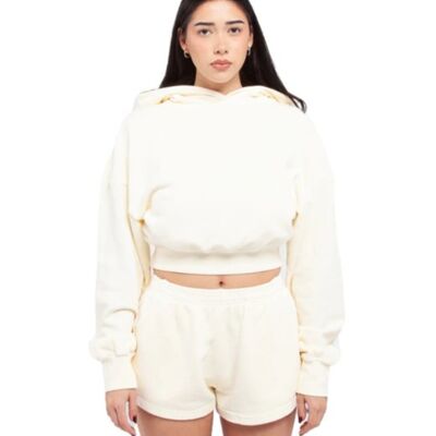 Ladies' Garment Dye Crop Hooded Sweatshirt Thumbnail