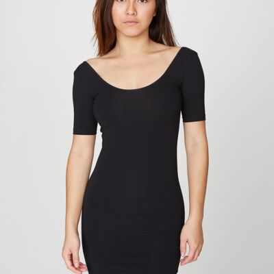 rsa8340 Cotton Spandex Jersey Double-U Neck Mini Dress Thumbnail
