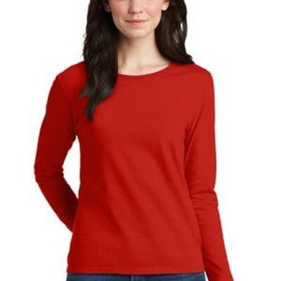 Ladies Heavy Cotton  100% Cotton Long Sleeve T Shirt Thumbnail