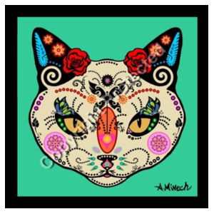 DJ0012 - Sugar Skull Cat - Baby Short Sleeve Tee Design