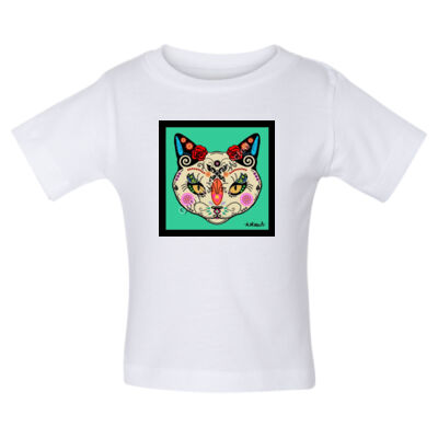 DJ0012 - Sugar Skull Cat - Baby Short Sleeve Tee Thumbnail