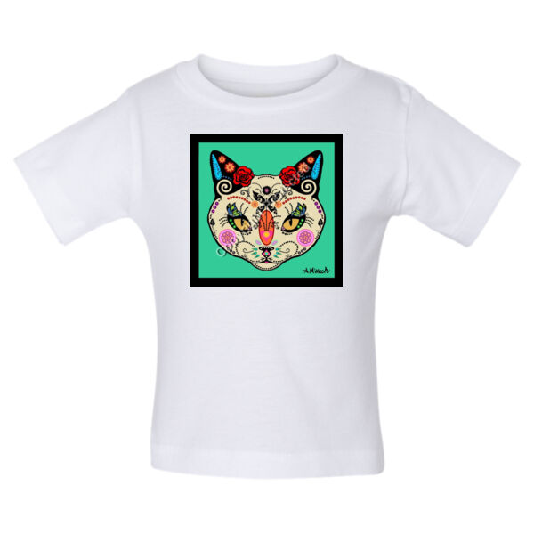 DJ0012 - Sugar Skull Cat - Baby Short Sleeve Tee Thumbnail