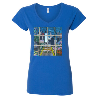DJ0008 - View From The Tunnel - Softstyle Women's V-Neck T-Shirt Thumbnail