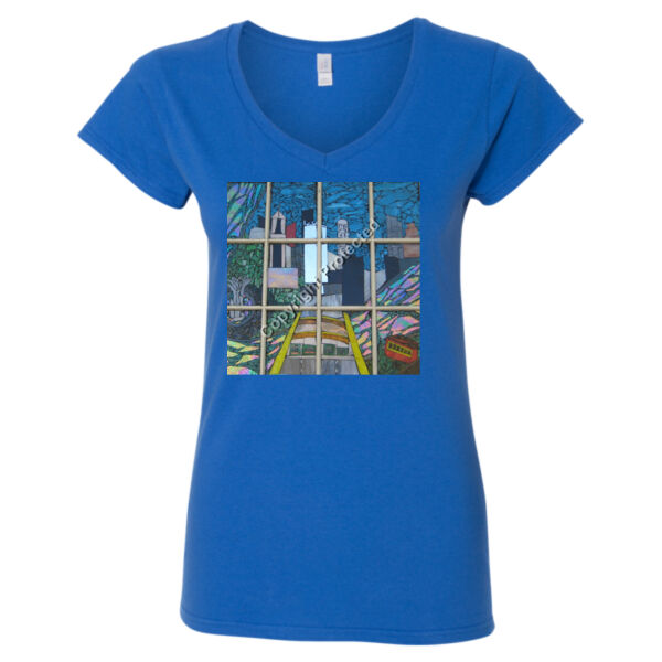 DJ0008 - View From The Tunnel - Softstyle Women's V-Neck T-Shirt Thumbnail