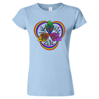 TRI0039 - Rainbow Hearts T-Shirt - Softstyle® Women’s T-Shirt Thumbnail
